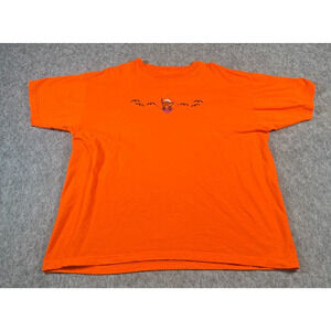 All American Apparel Mens XL Orange Short Sleeve Halloween Cat & Bats T-shirt